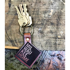 MKE Leather Square Keychain